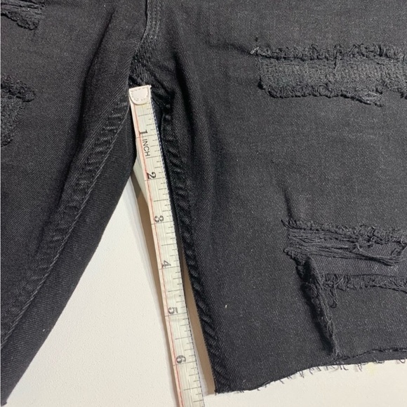 Zara Black Jean Shorts Distressed Denim - Picture 9 of 9